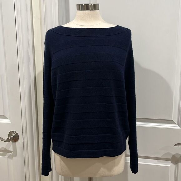 J CASHMERE 100% Pure Cashmere Horizontal Rib Boatneck Raglan Sweater Size Large - Picture 4 of 16